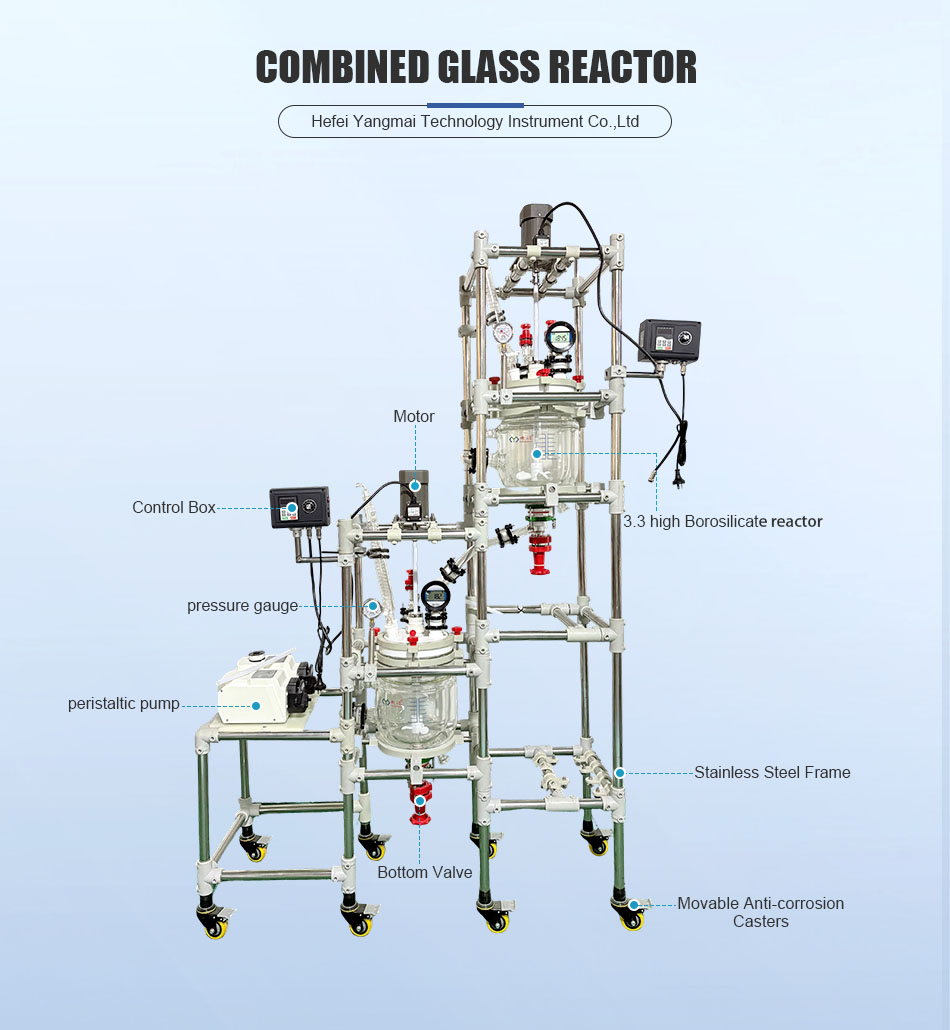 Stirred tank glass reactor